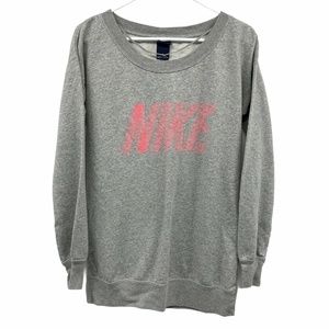 Nike Gray and Pink Crew Neck Sweater
